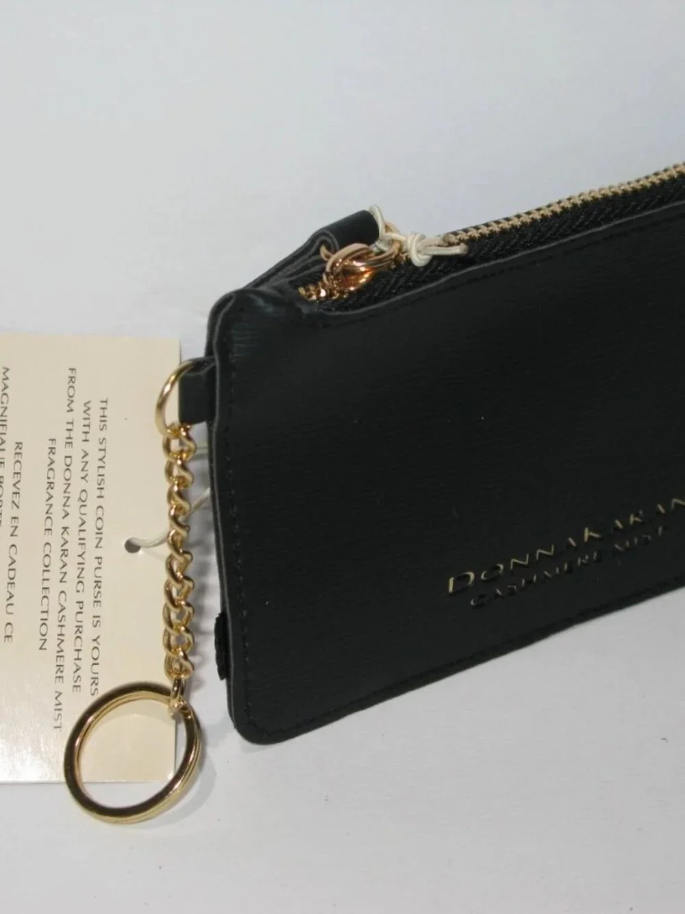 Donna Karan Cashmere Mist Black Coin Purse. Wallet. Keychain. New with Tags! - Picture 2 of 2